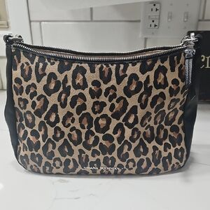 Dana Buchman Brown and Black Shoulder Bag with Leopard Print